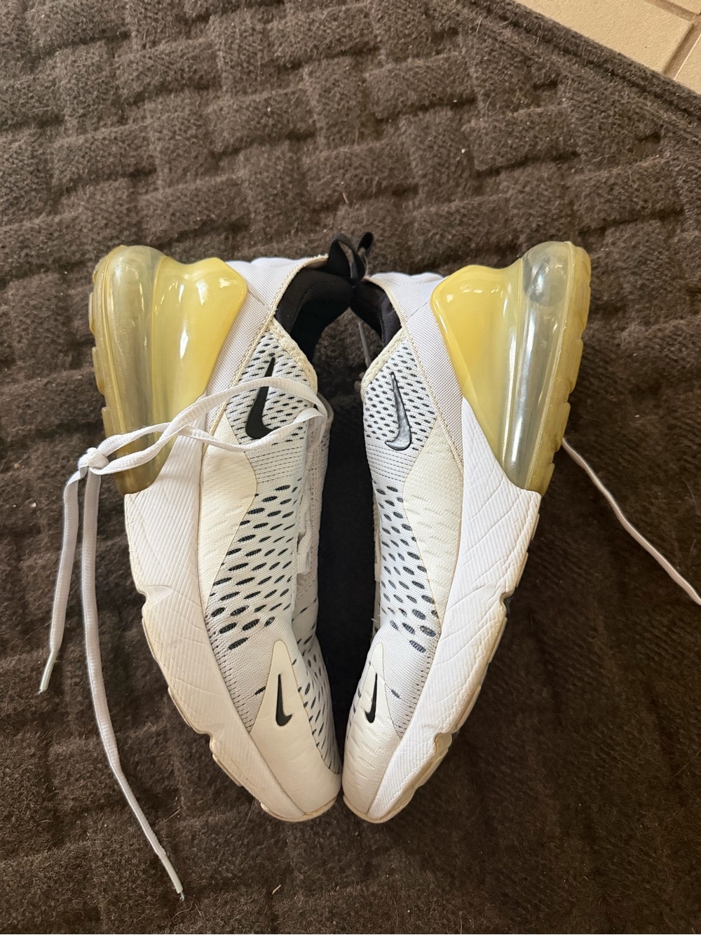Nike White Sneakers with Yellow Heel Air Units